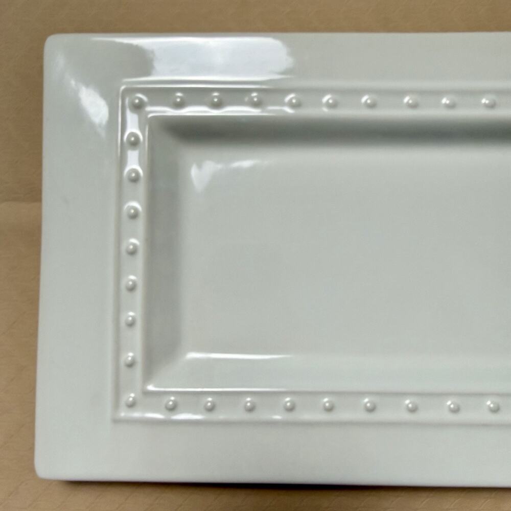 Nora Fleming RETIRED Y5 Pearl Dot 15” Rectangular Bread Tray Platter Stoneware - Picture 4 of 8